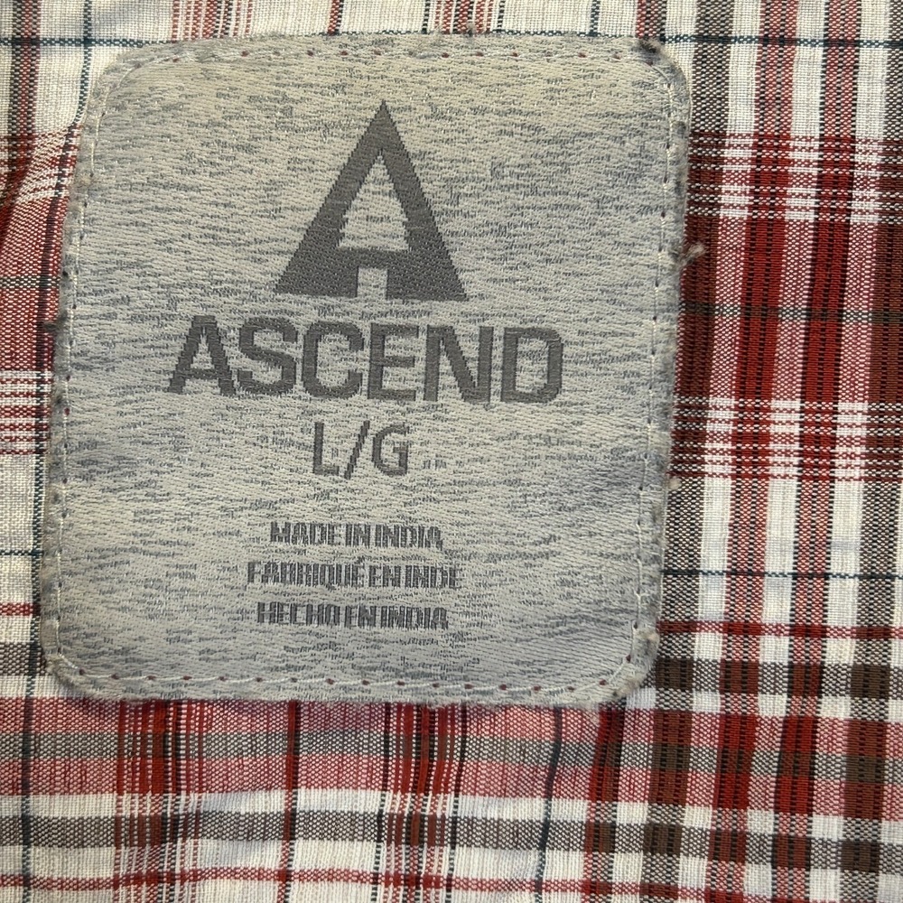 Ascend Mens Large Hiking Shirt Plaid Button Up Outdoor Fishing Zip Polyester - Picture 9 of 10